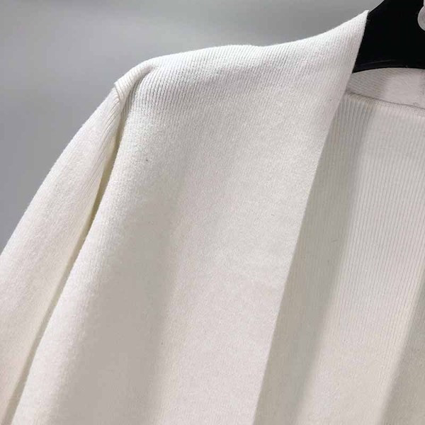 Kapcsolás nélküli hosszú női kardigán, fehér, csipkével