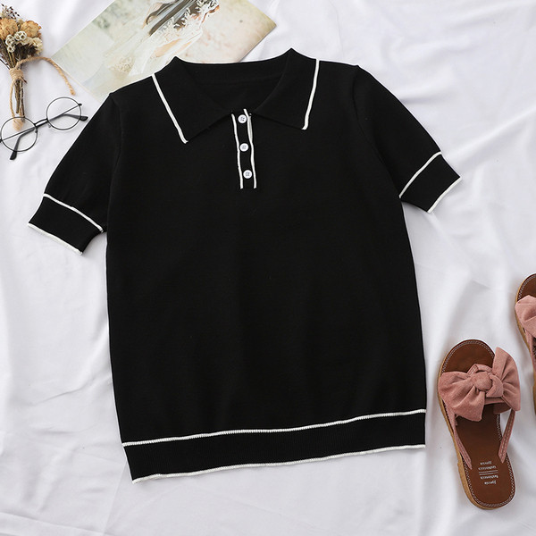 Női póló gallérral és gombokkal több színben