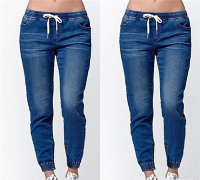 Alkalmi női hosszú farmernadrág fűzős három színben