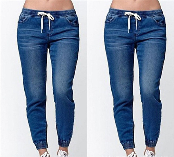 Alkalmi női hosszú farmernadrág fűzős három színben