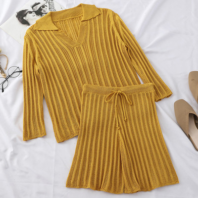 Új modell kötött női kétrészes szett négy színben