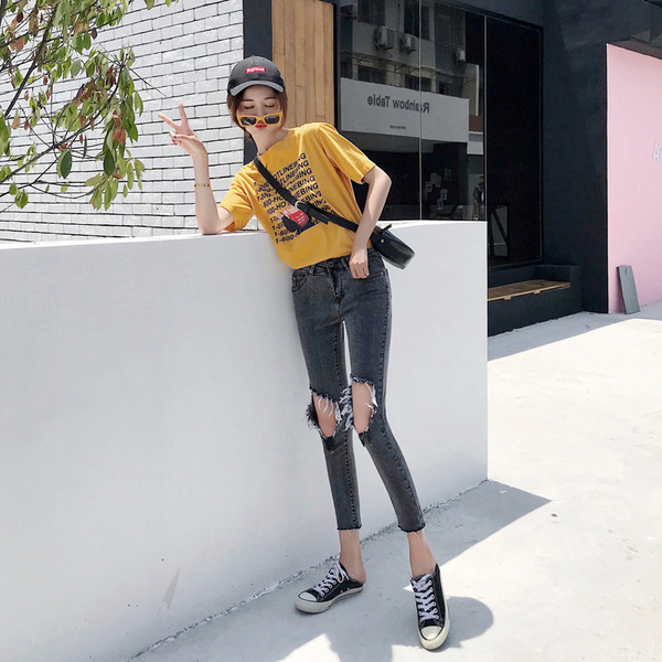 Aktuális női farmer Karcsú modell szürke színben