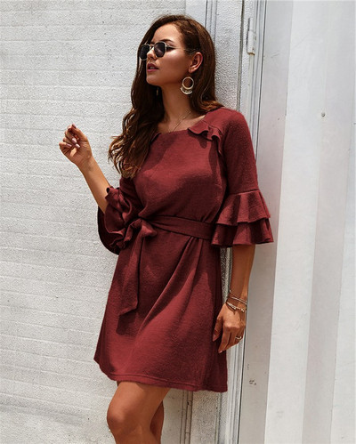 Alkalmi női ruha 3/4-es ujjal és nyakkendővel, négy színben