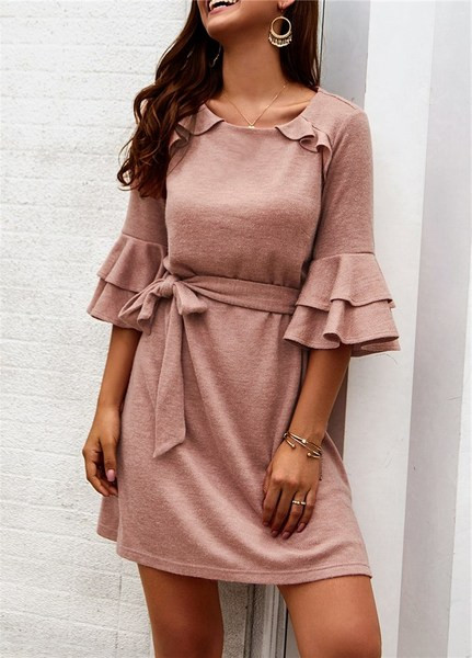 Alkalmi női ruha 3/4-es ujjal és nyakkendővel, négy színben