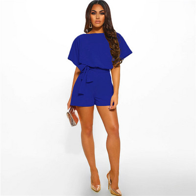 Hétköznapi női rövid jumpsuit nyakkendővel több színben