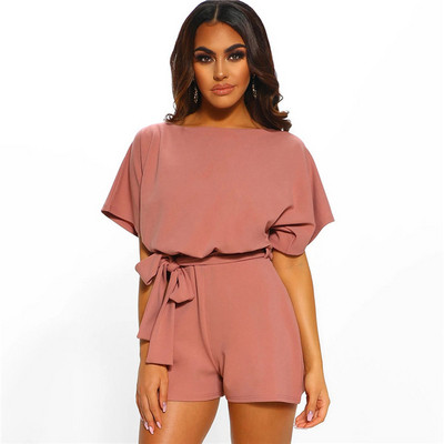 Hétköznapi női rövid jumpsuit nyakkendővel több színben