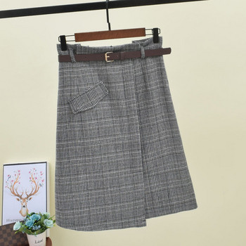 Női kockás szoknya aszimmetrikus modell