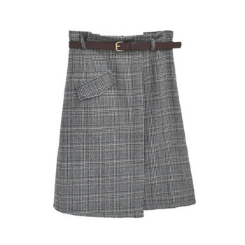 Női kockás szoknya aszimmetrikus modell