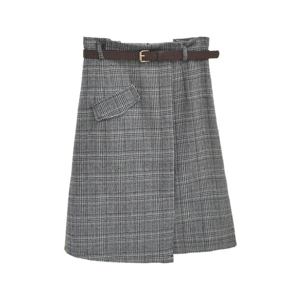 Női kockás szoknya aszimmetrikus modell