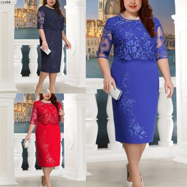 Stílusos női ruha Vékony modell csipkével és 5XL-es méretig