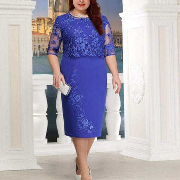 Stílusos női ruha Vékony modell csipkével és 5XL-es méretig