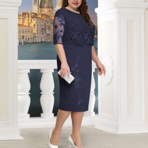 Stílusos női ruha Vékony modell csipkével és 5XL-es méretig