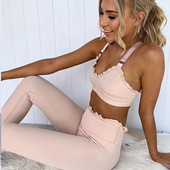 ÚJ modern női kétrészes felső + nadrág magas derekú szett két színben