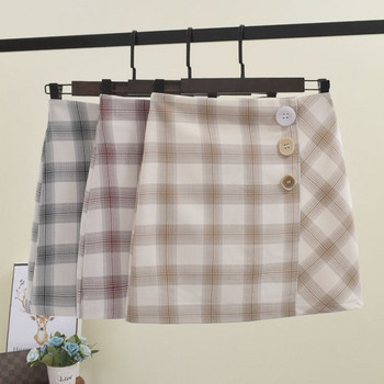 Kockás női szoknya gombokkal több színben