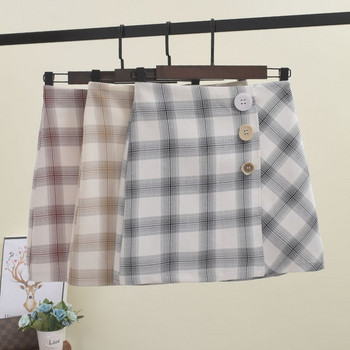 Kockás női szoknya gombokkal több színben