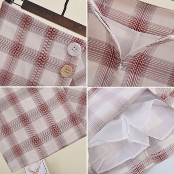 Kockás női szoknya gombokkal több színben