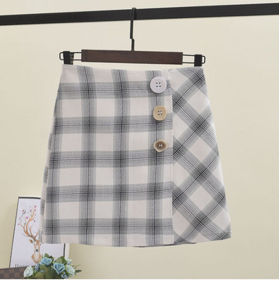 Kockás női szoknya gombokkal több színben