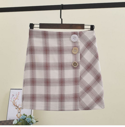 Kockás női szoknya gombokkal több színben