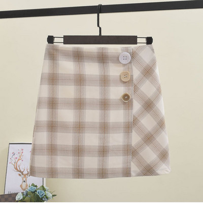 Kockás női szoknya gombokkal több színben