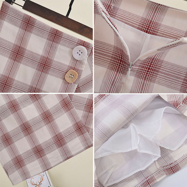 Kockás női szoknya gombokkal több színben