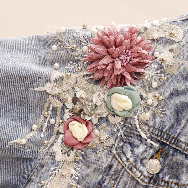 Modern női farmerdzseki három színben díszítéssel