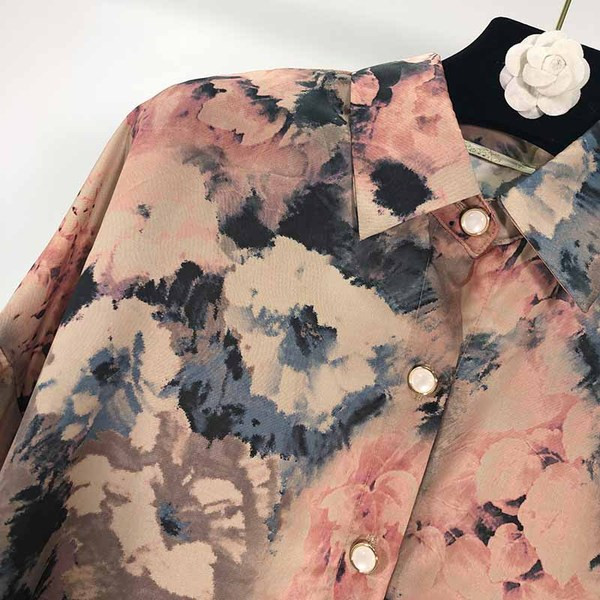 Virágmintás hosszú női sifon ing