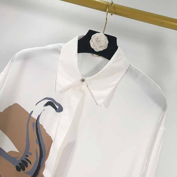 Cămașă casual de damă alb cu aplicație