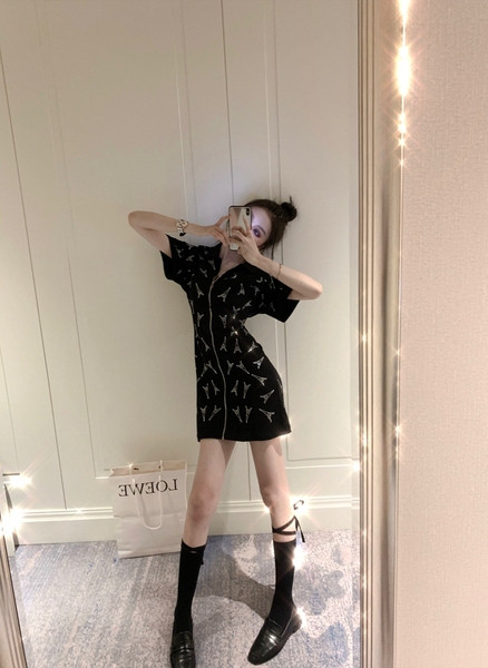 Rochie moderna de dama in negru cu fermoar