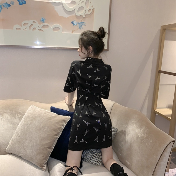 Rochie moderna de dama in negru cu fermoar