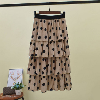 Fusta de dama cu buline cu talie elastica in mai multe culori