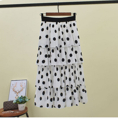 Fusta de dama cu buline cu talie elastica in mai multe culori