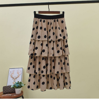 Fusta de dama cu buline cu talie elastica in mai multe culori