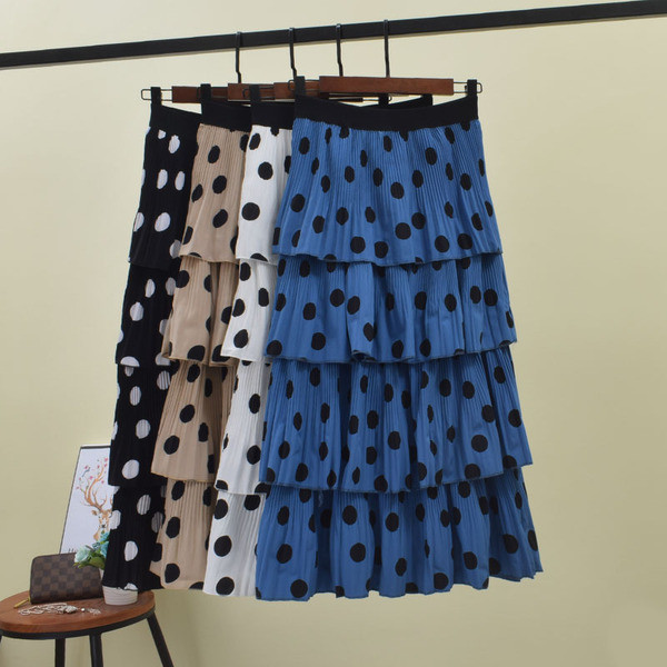 Fusta de dama cu buline cu talie elastica in mai multe culori