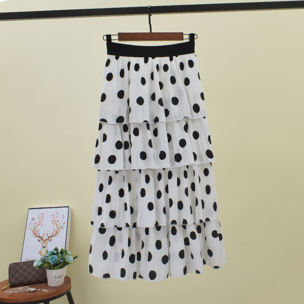 Fusta de dama cu buline cu talie elastica in mai multe culori