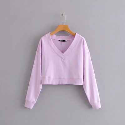 Bluză de damă modernă cu decolteu în V în galben și violet