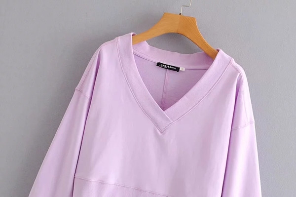 Bluză de damă modernă cu decolteu în V în galben și violet