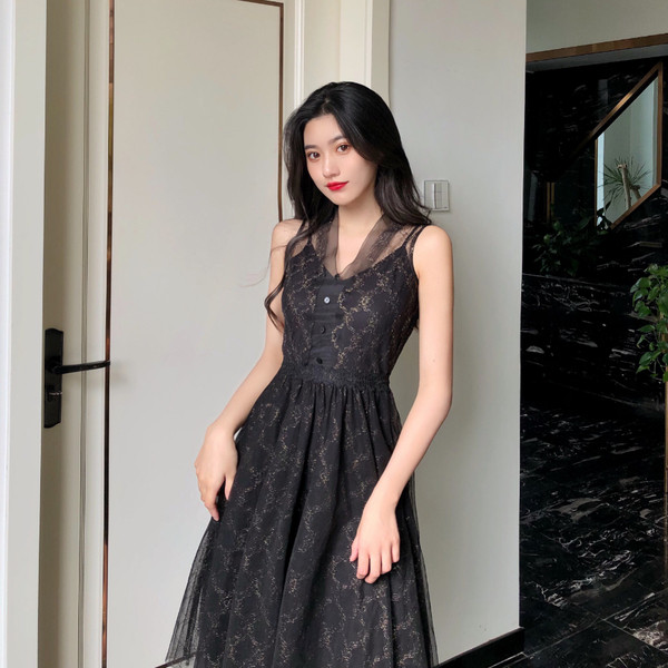 Rochie lunga de dama actuala cu talie elastica in doua culori