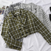 Geaca dama in carouri model scurt in mai multe culori