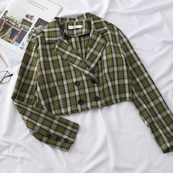 Geaca dama in carouri model scurt in mai multe culori