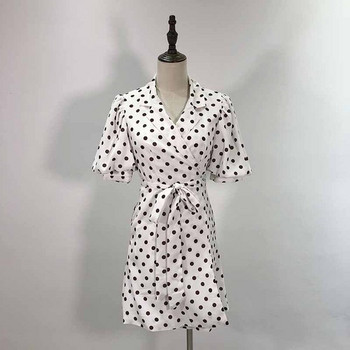 Rochie scurta de dama alb cu puncte