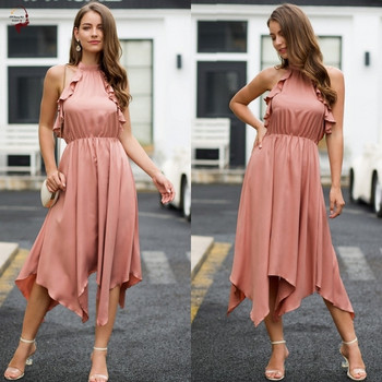 Rochie moderna de dama cu umerii goi model asimetric