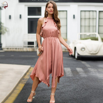 Rochie moderna de dama cu umerii goi model asimetric