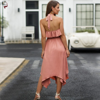 Rochie moderna de dama cu umerii goi model asimetric