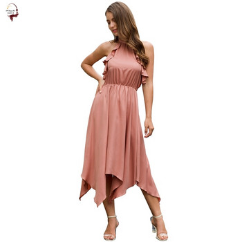 Rochie moderna de dama cu umerii goi model asimetric