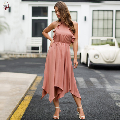 Rochie moderna de dama cu umerii goi model asimetric