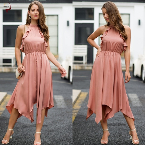 Rochie moderna de dama cu umerii goi model asimetric