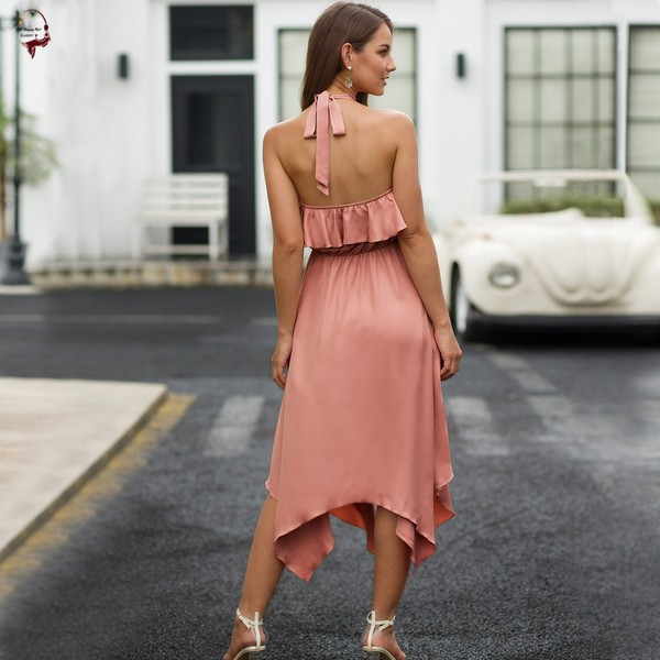 Rochie moderna de dama cu umerii goi model asimetric