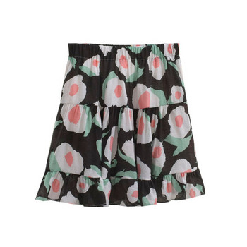 Fusta de dama cu talie elastica si aplicatie colorata