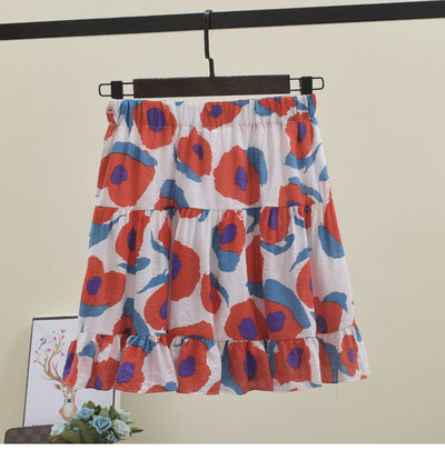 Fusta de dama cu talie elastica si aplicatie colorata