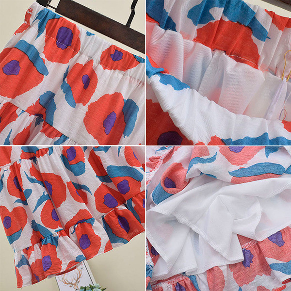 Fusta de dama cu talie elastica si aplicatie colorata